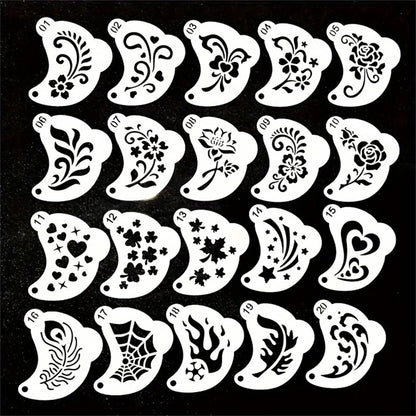 Reusable Face Painting Stencils With Floral And Pattern Designs  20Piece Set 3