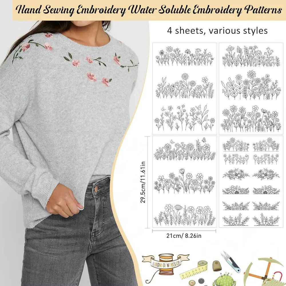 Water Soluble Embroidery Stabilizer Sheets  Stick And Stitch Wash Away Floral And Butterfly Designs 2