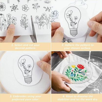Water Soluble Embroidery Stabilizer Sheets  Stick And Stitch Wash Away Floral And Butterfly Designs 3
