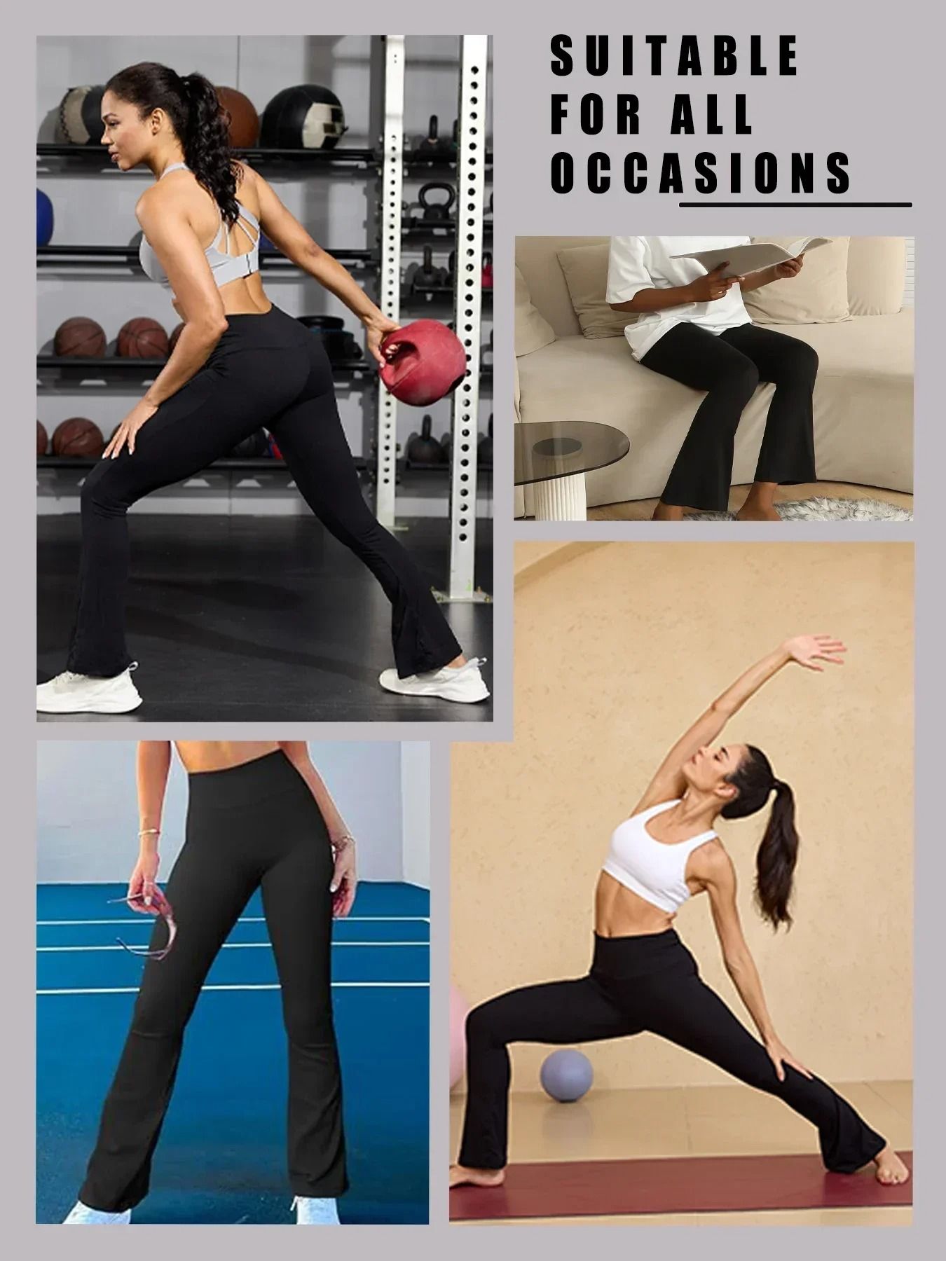 Womens High Waisted Flare Yoga Pants  Super Soft Bell Bottom Leggings With Tummy Control 2