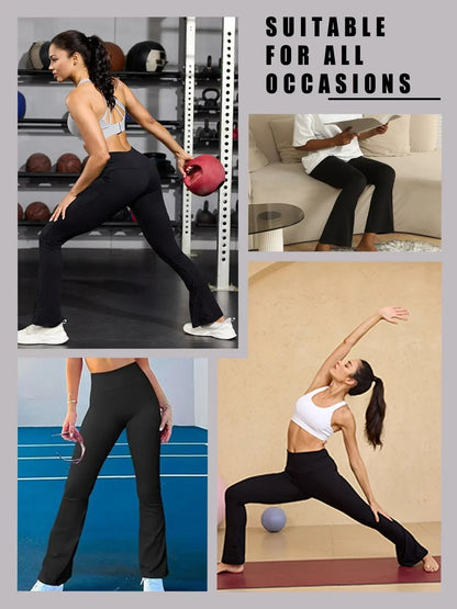 Womens High Waisted Flare Yoga Pants  Super Soft Bell Bottom Leggings With Tummy Control 2