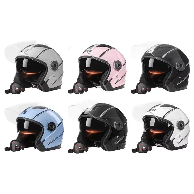 Retro Open Face Motorcycle Helmet  Dual Lens Sun Visor Lightweight Scooter Helmet For Men And Women 5