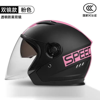 Retro Open Face Motorcycle Helmet  Dual Lens Sun Visor Lightweight Scooter Helmet For Men And Women 13