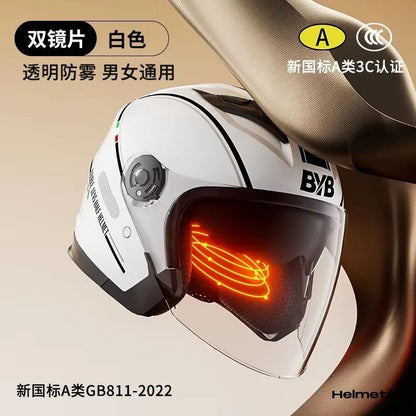 Retro Open Face Motorcycle Helmet  Dual Lens Sun Visor Lightweight Scooter Helmet For Men And Women 14