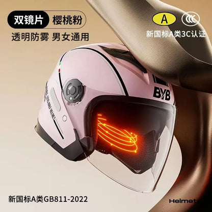 Retro Open Face Motorcycle Helmet  Dual Lens Sun Visor Lightweight Scooter Helmet For Men And Women 16