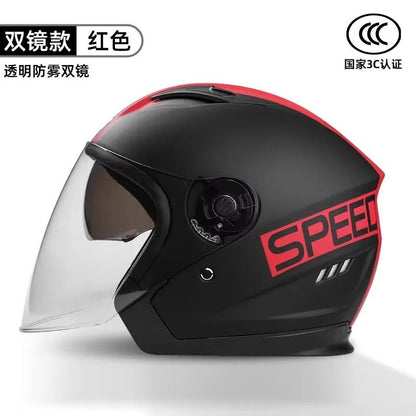 Retro Open Face Motorcycle Helmet  Dual Lens Sun Visor Lightweight Scooter Helmet For Men And Women 17