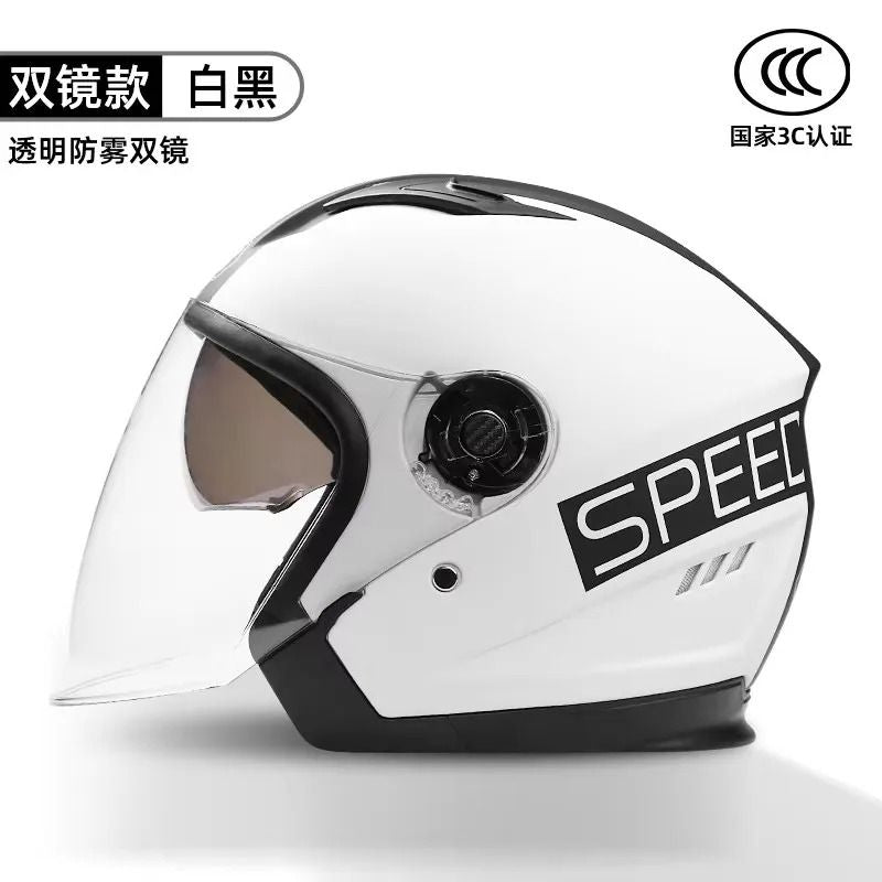 Retro Open Face Motorcycle Helmet  Dual Lens Sun Visor Lightweight Scooter Helmet For Men And Women 18
