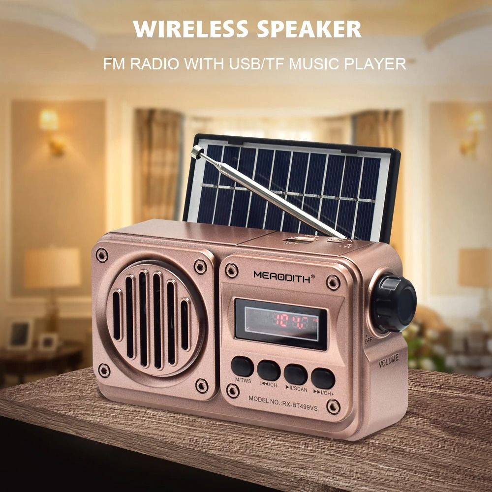 MD 499 Wireless Bluetooth Speaker MP3 FM Radio Solar Charging Emergency Power 5