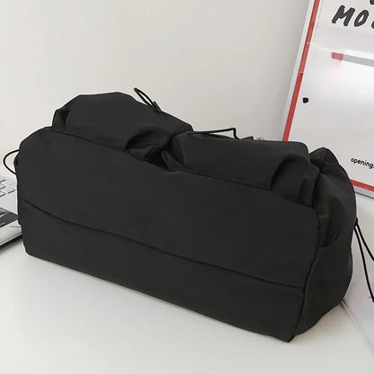 Fashionable Crossbody Bag With Drawstring Accent Spacious Secure Zipper Closure With Stylish Charm 1