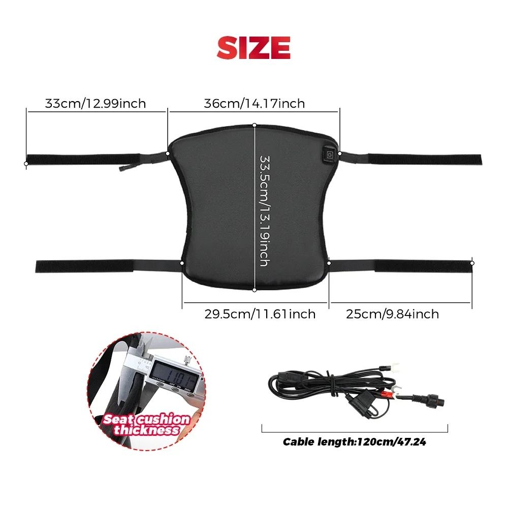 Universal 12V Heated Motorcycle Seat Cushion Winter Warmer 4