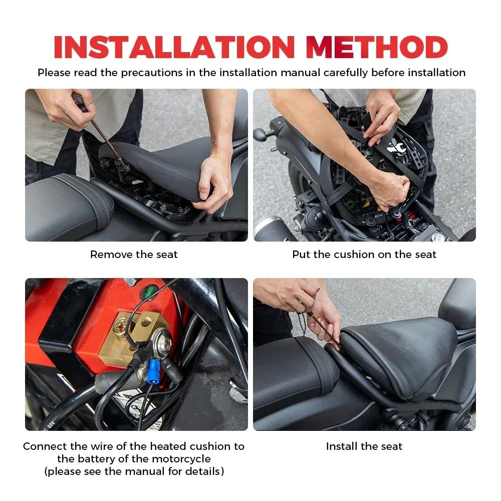 Universal 12V Heated Motorcycle Seat Cushion Winter Warmer 5