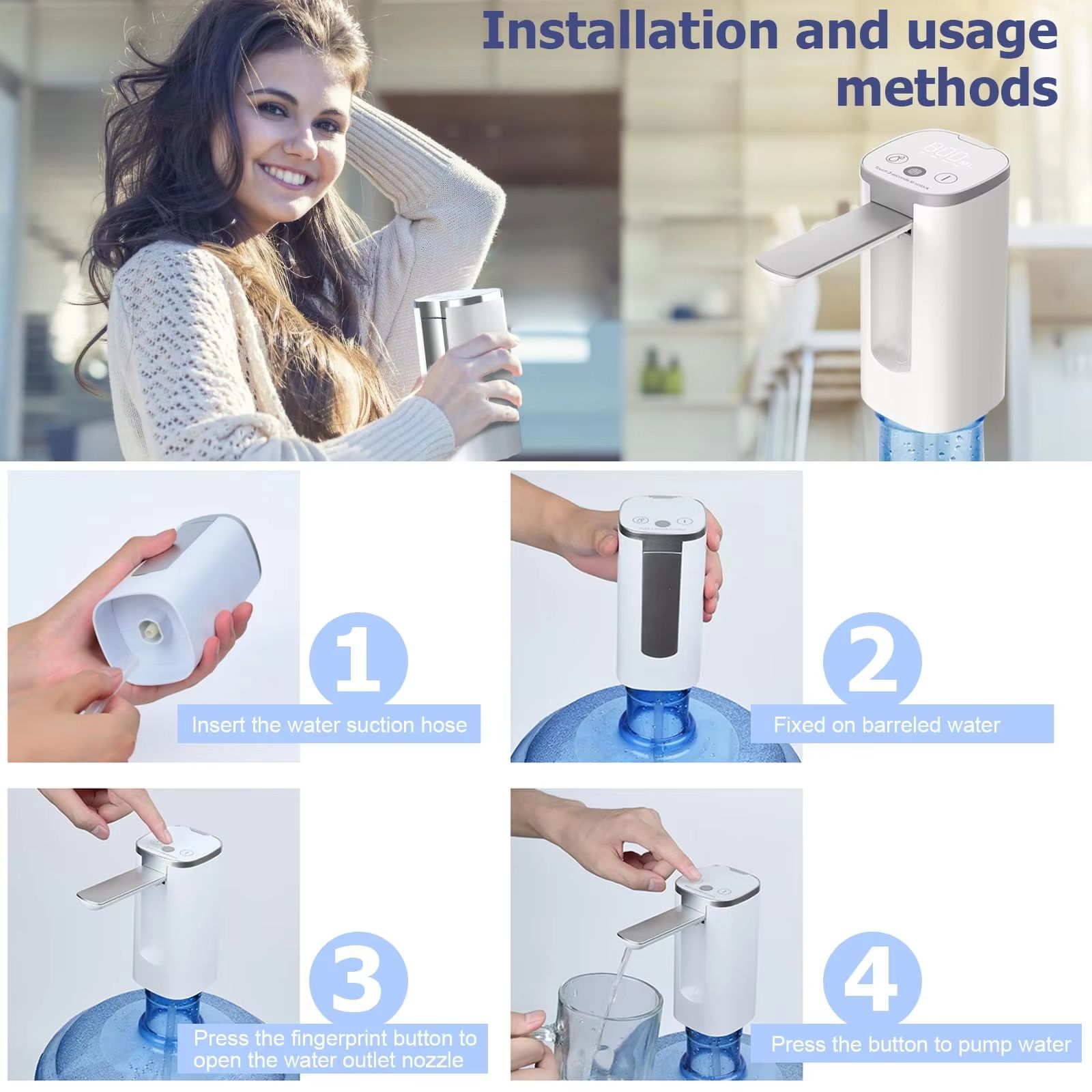 HydraFlow Universal Electric Water Bottle Dispenser  Foldable Automatic Pump 2
