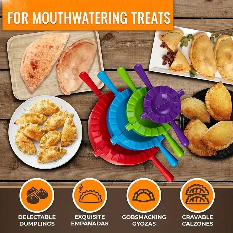 Precision ErgonomicHandle Dumpling  Pastry Maker Mold  MultiColor Kitchen Press Tool 4
