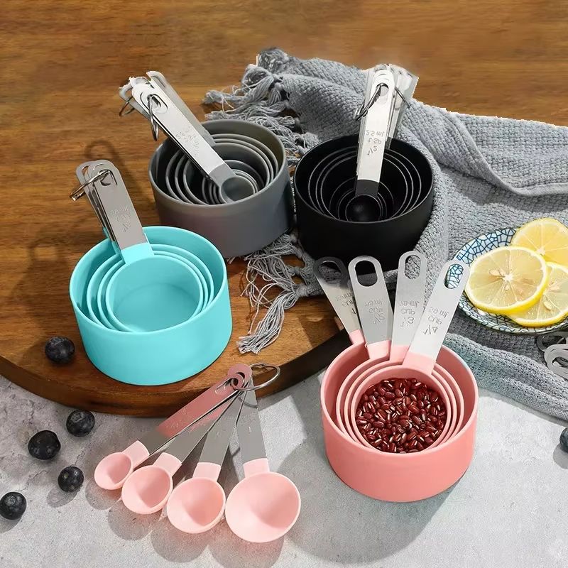 Precision 8-Piece Stainless Steel Measuring Cups & Spoons Set with Scale – Accurate Baking & Cooking Tool