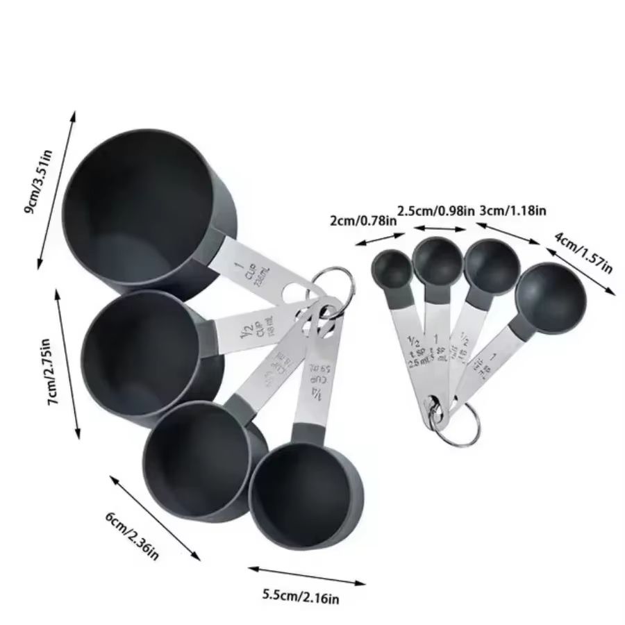 Precision 8Piece Stainless Steel Measuring Cups  Spoons Set With Scale  Accurate Baking  Cooking To 4