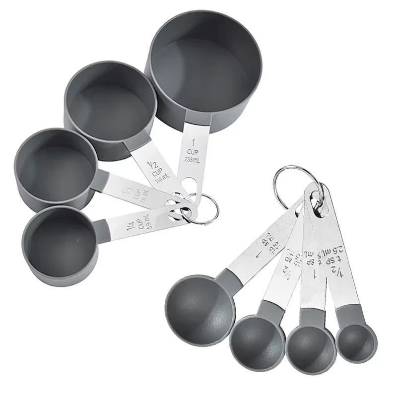 Precision 8Piece Stainless Steel Measuring Cups  Spoons Set With Scale  Accurate Baking  Cooking To 6