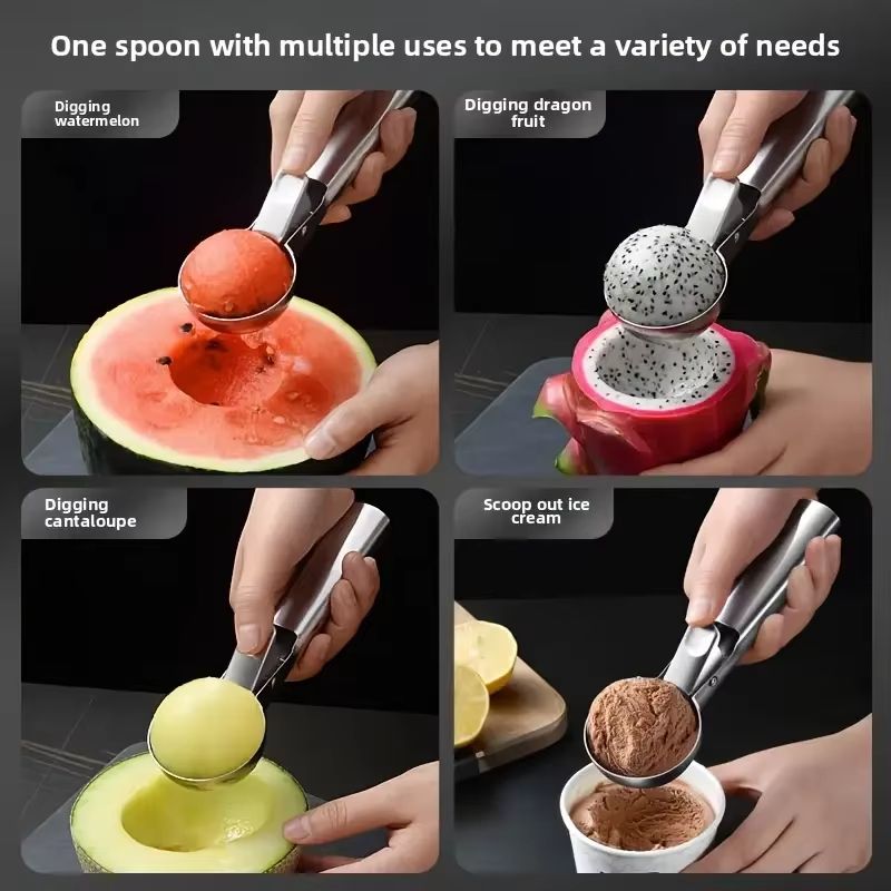 Premium Stainless Steel Ice Cream Scoop  Fruit Scoop  Multifunctional Kitchen Serving Tool 4
