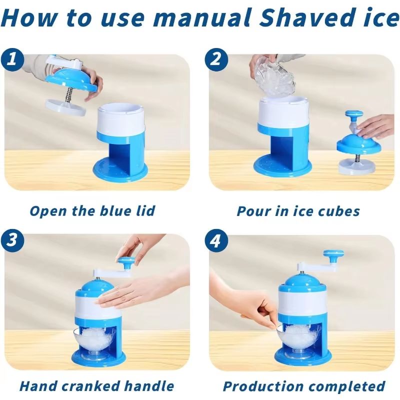 GlacierEase Portable Slush  Ice Crusher Machine  Manual Crank BPAFree Blue 2