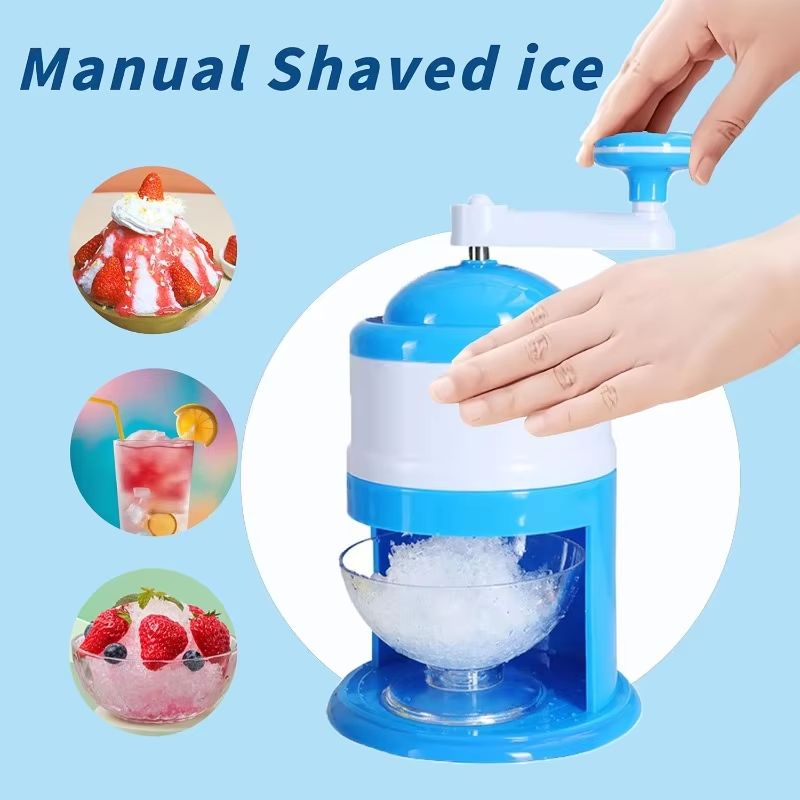 GlacierEase Portable Slush  Ice Crusher Machine  Manual Crank BPAFree Blue 3