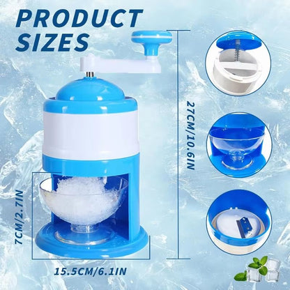 GlacierEase Portable Slush  Ice Crusher Machine  Manual Crank BPAFree Blue 6