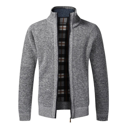 Mens Warm Fleece Zip Cardigan Sweater 2