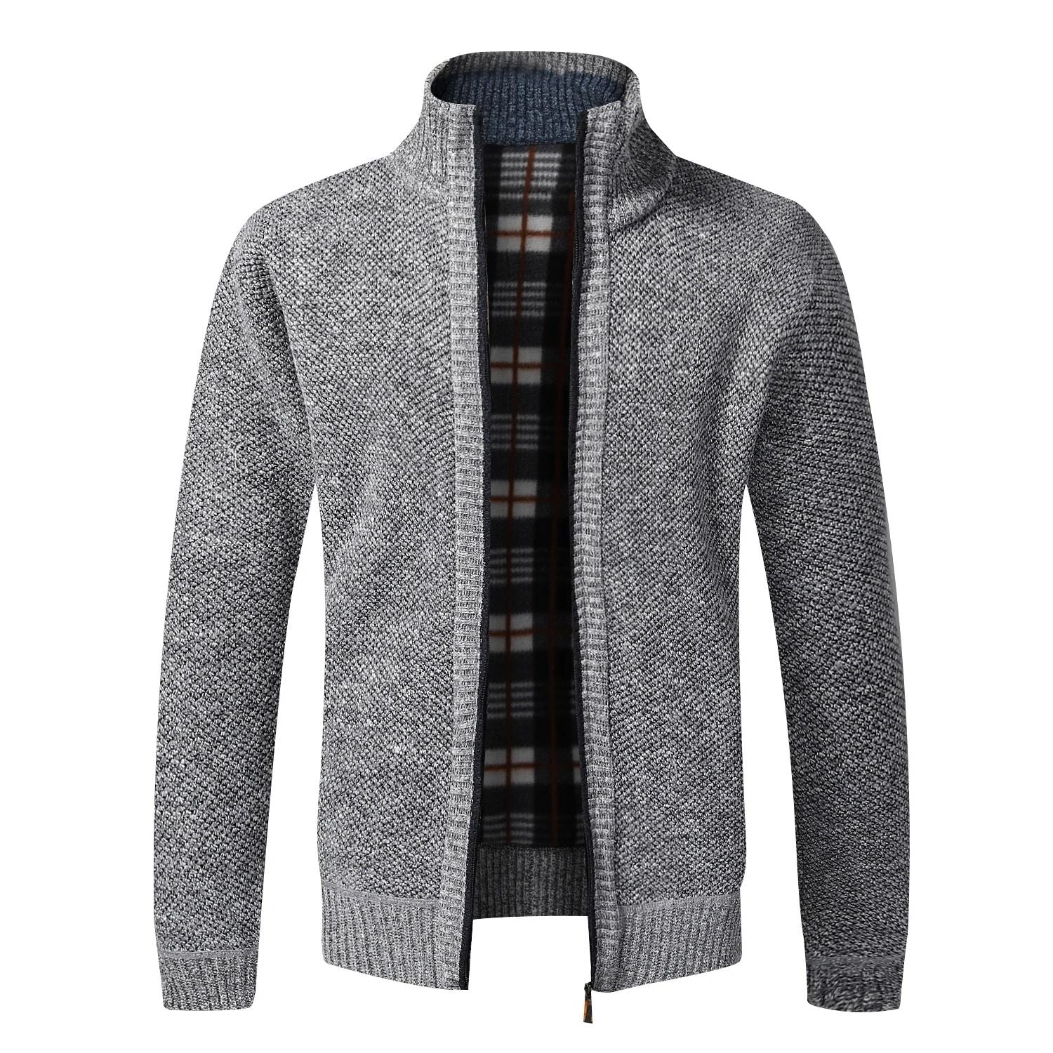 Mens Warm Fleece Zip Cardigan Sweater 9