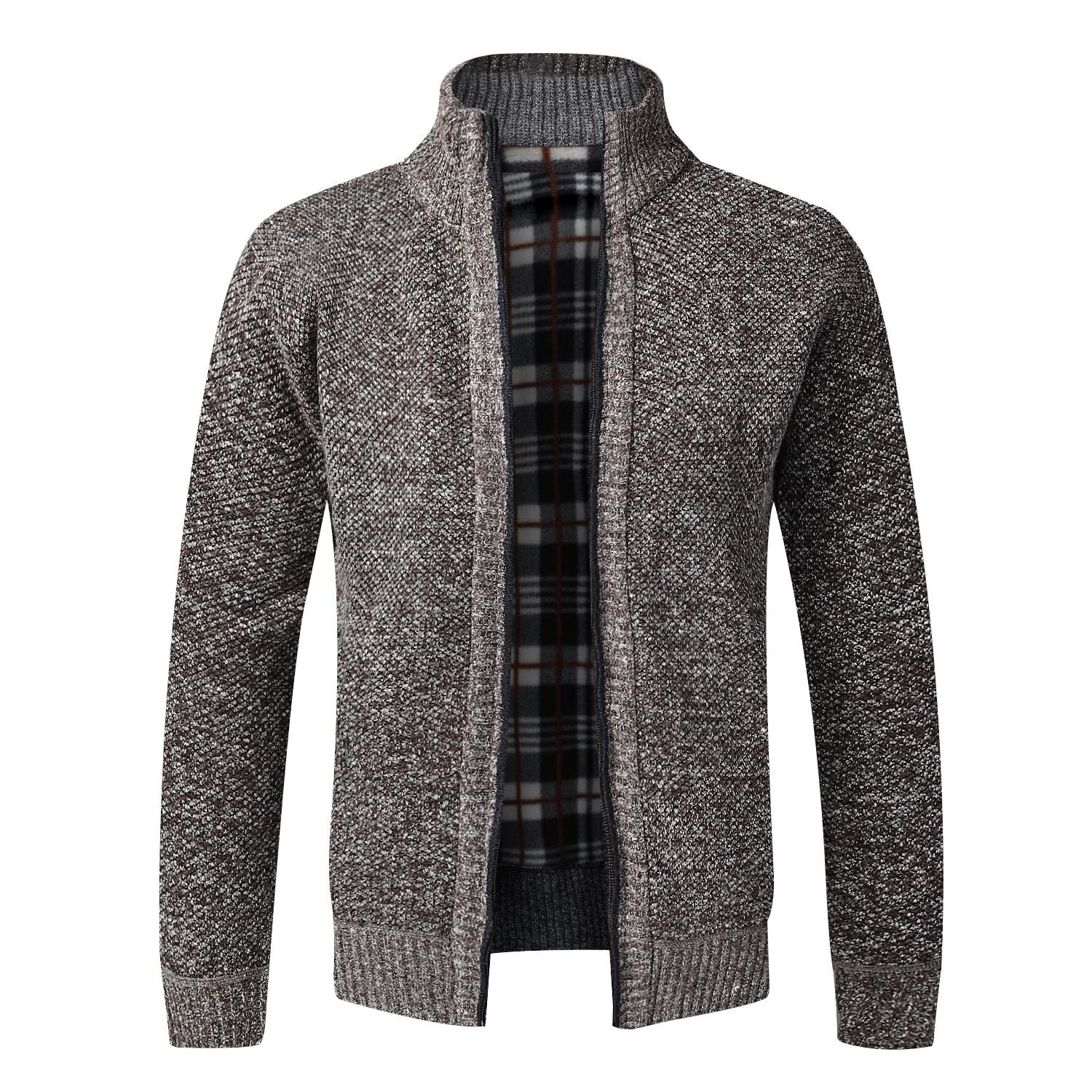 Mens Warm Fleece Zip Cardigan Sweater 6