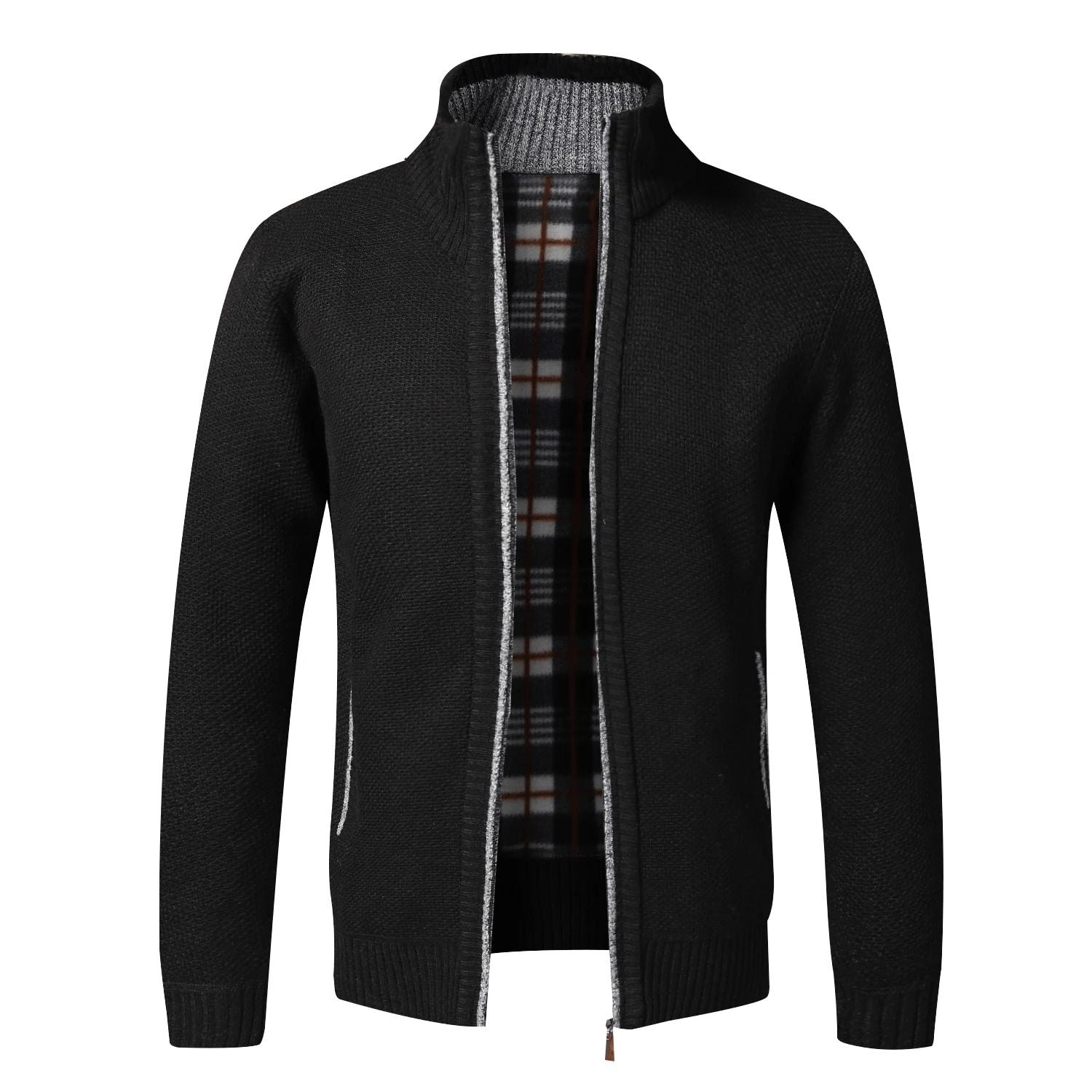Mens Warm Fleece Zip Cardigan Sweater 8
