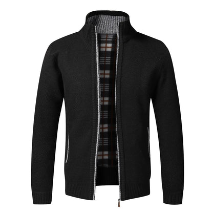 Mens Warm Fleece Zip Cardigan Sweater 8