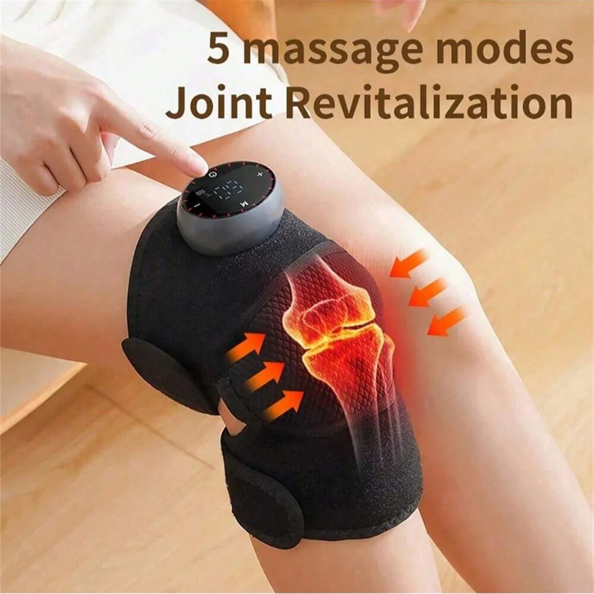 Rechargeable Heated Knee Massager with Adjustable Heat and Vibration