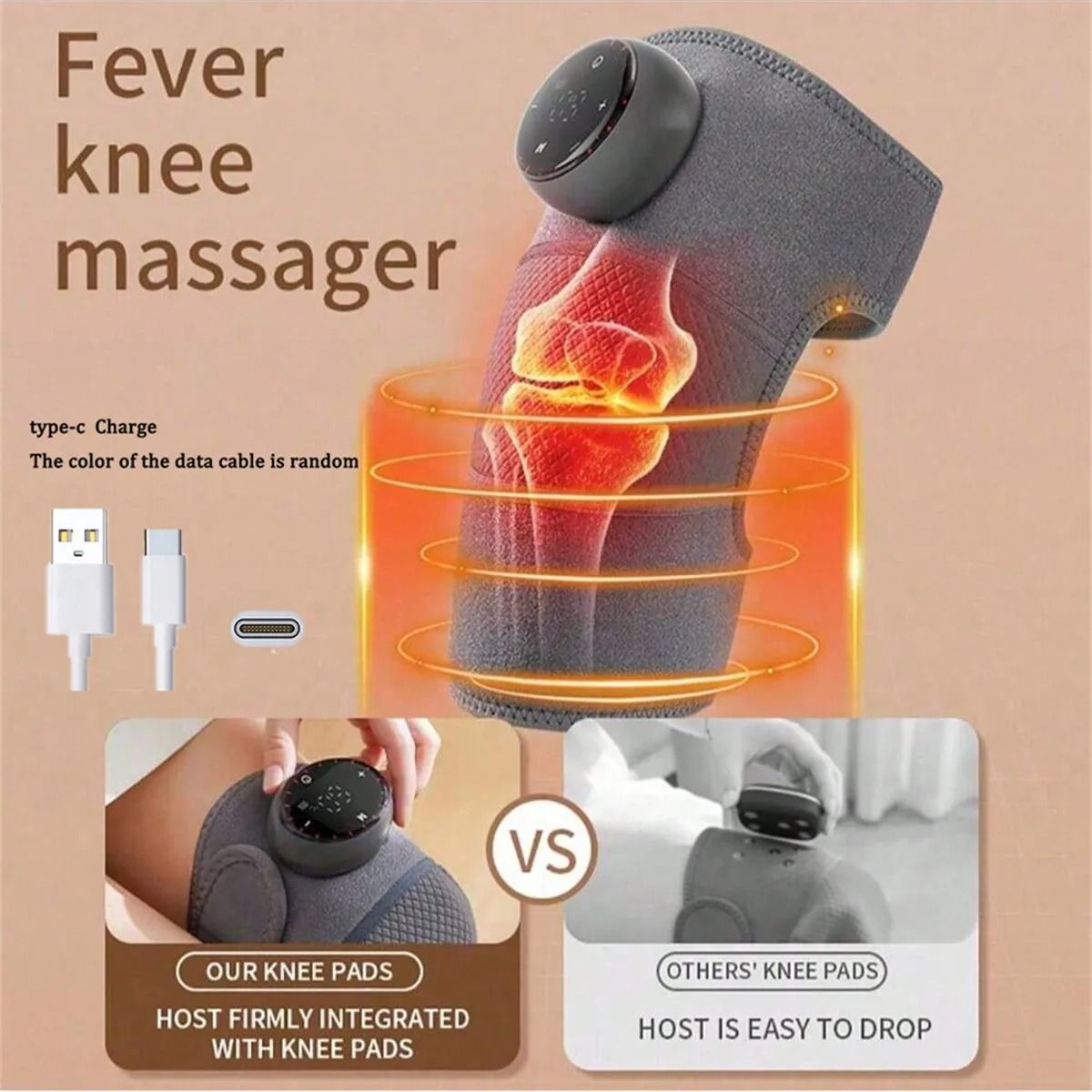 Rechargeable Heated Knee Massager With Adjustable Heat And Vibration 4