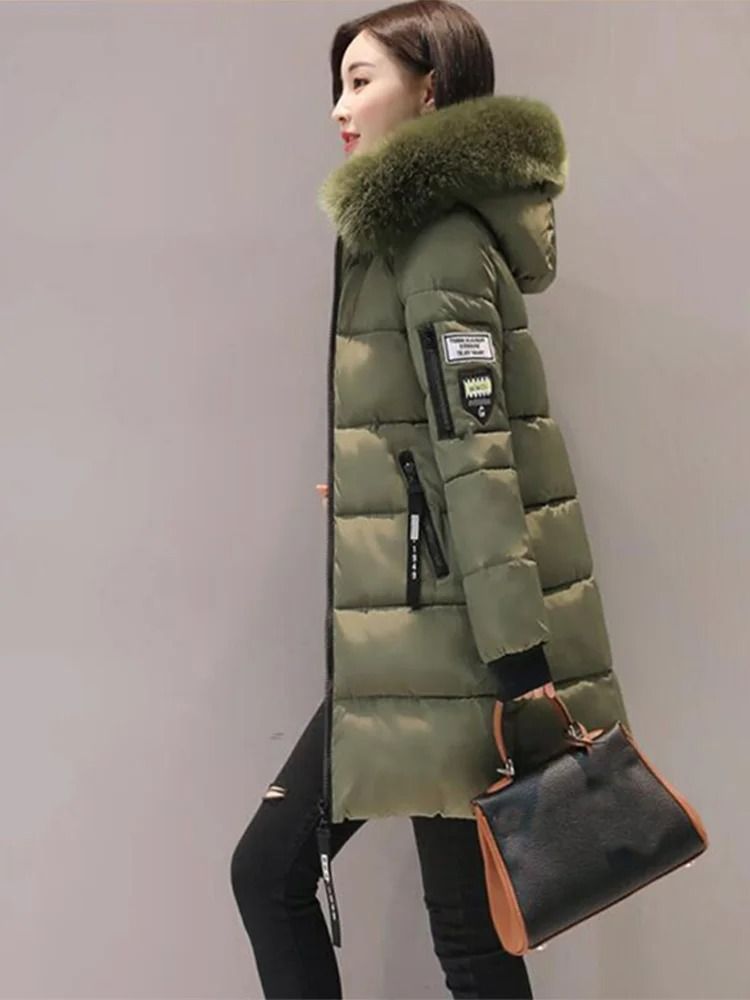 Womens Winter Fur Collar Hooded Parka Jacket 10