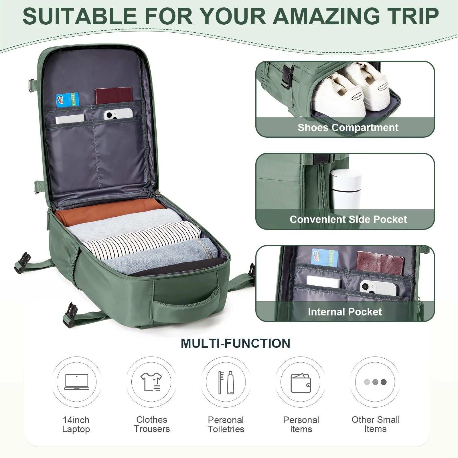 Compact Cabin Travel Backpack For Flights And Daily Commutes 3
