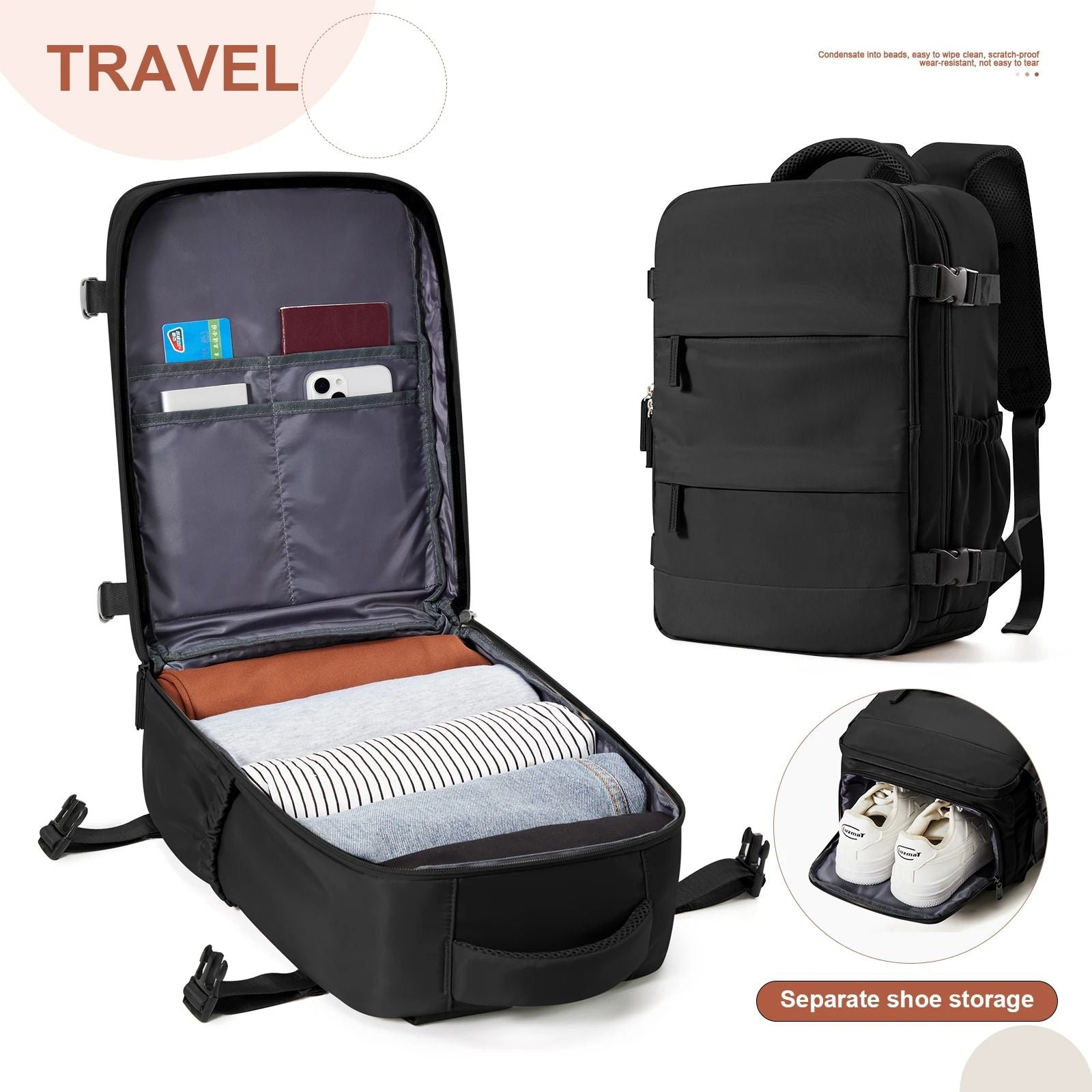 Compact Cabin Travel Backpack For Flights And Daily Commutes 8