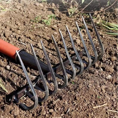 AgriGrip MultiFunctional 9Tooth Nail Rake  Durable ManganeseSteel Garden  Farm Tool 2