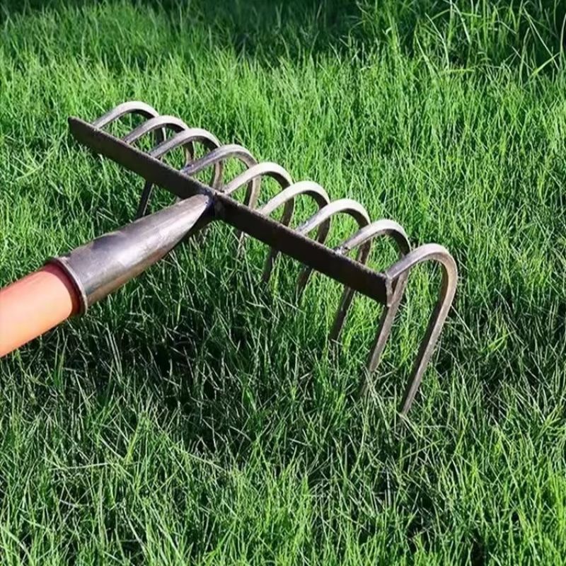AgriGrip MultiFunctional 9Tooth Nail Rake  Durable ManganeseSteel Garden  Farm Tool 4