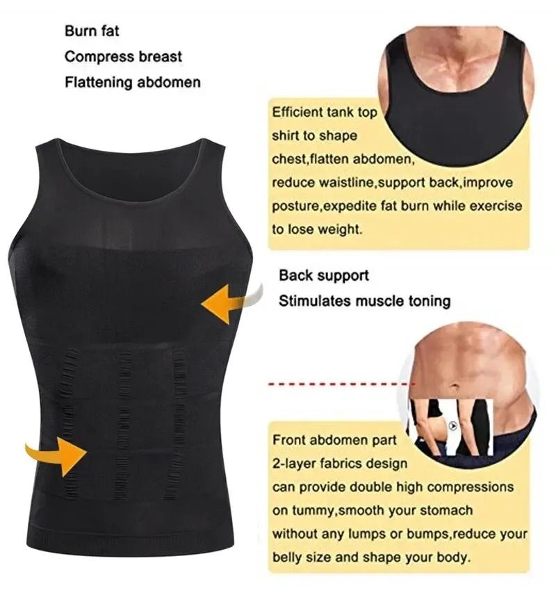 Mens Slimming Compression Vest Body Shaper Tank 3