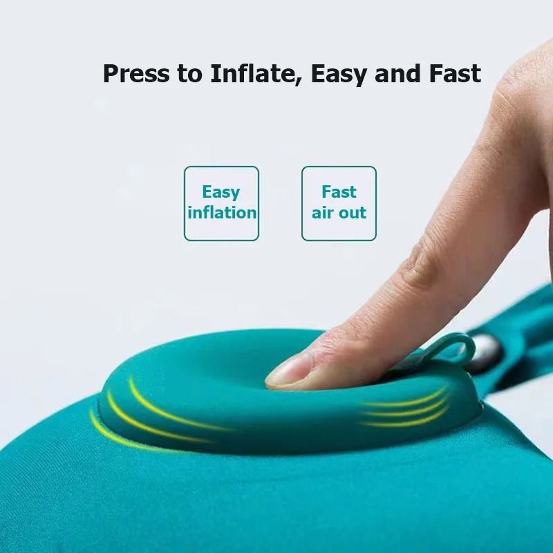 Inflatable UShape Travel Pillow With BuiltIn Pump 2