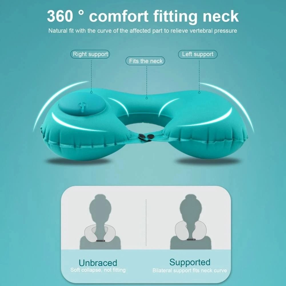 Inflatable UShape Travel Pillow With BuiltIn Pump 5