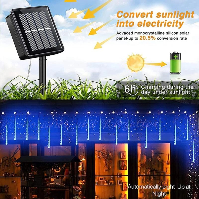 Solar Meteor Shower Rain Lights For Garden And Holiday Decoration 4
