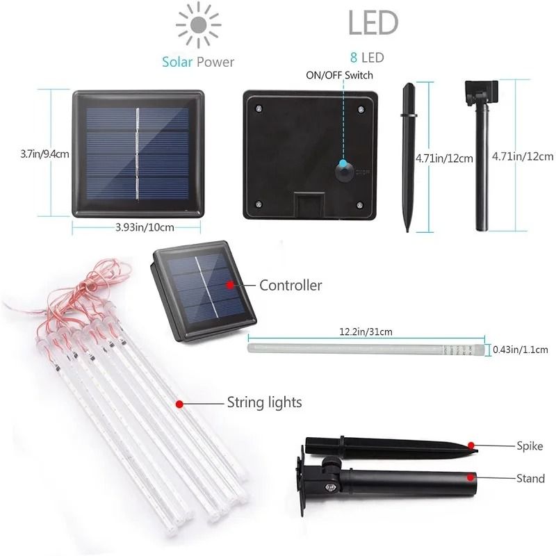 Solar Meteor Shower Rain Lights For Garden And Holiday Decoration 5