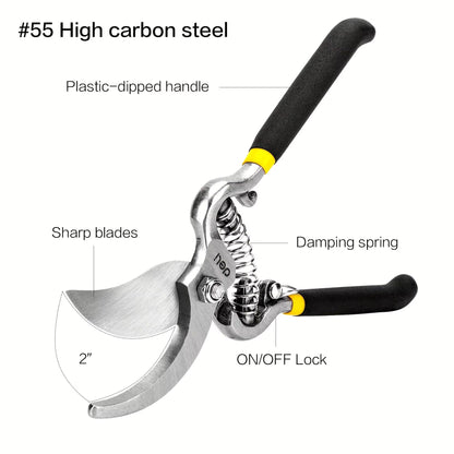 ProGrip 8 HeavyDuty Steel CurvedBlade Pruners  Garden Pruning Shears For Bush Shrub  Hedge Work 2