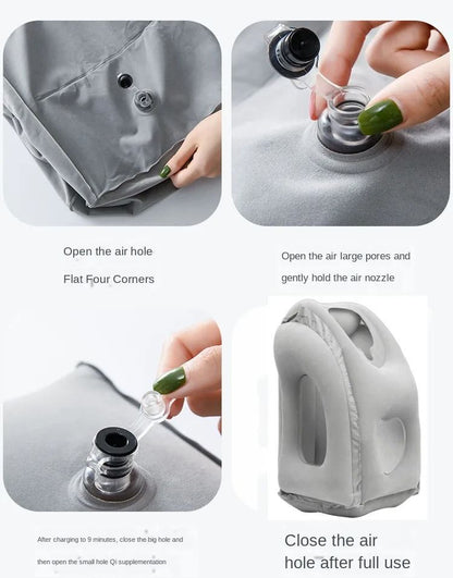 Inflatable Travel Pillow With Chin And Neck Support 4