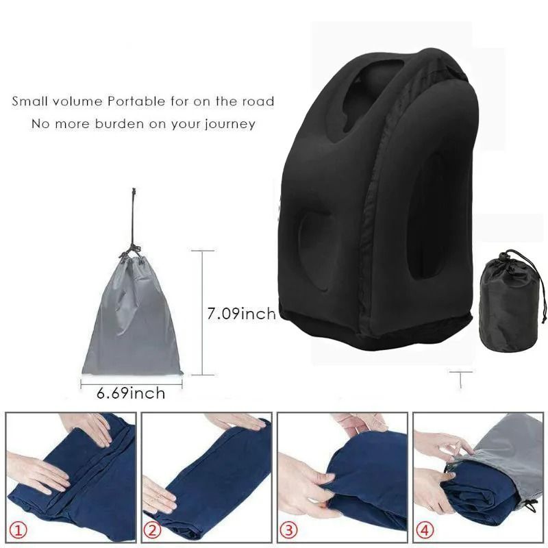 Inflatable Travel Pillow With Chin And Neck Support 5