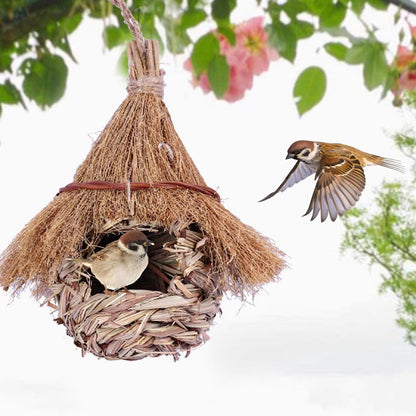 NatureNest HandWoven Grass Bird House For Wrens  Finches  IndoorOutdoor Lawn  Patio Hut 1