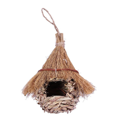 NatureNest HandWoven Grass Bird House For Wrens  Finches  IndoorOutdoor Lawn  Patio Hut 2
