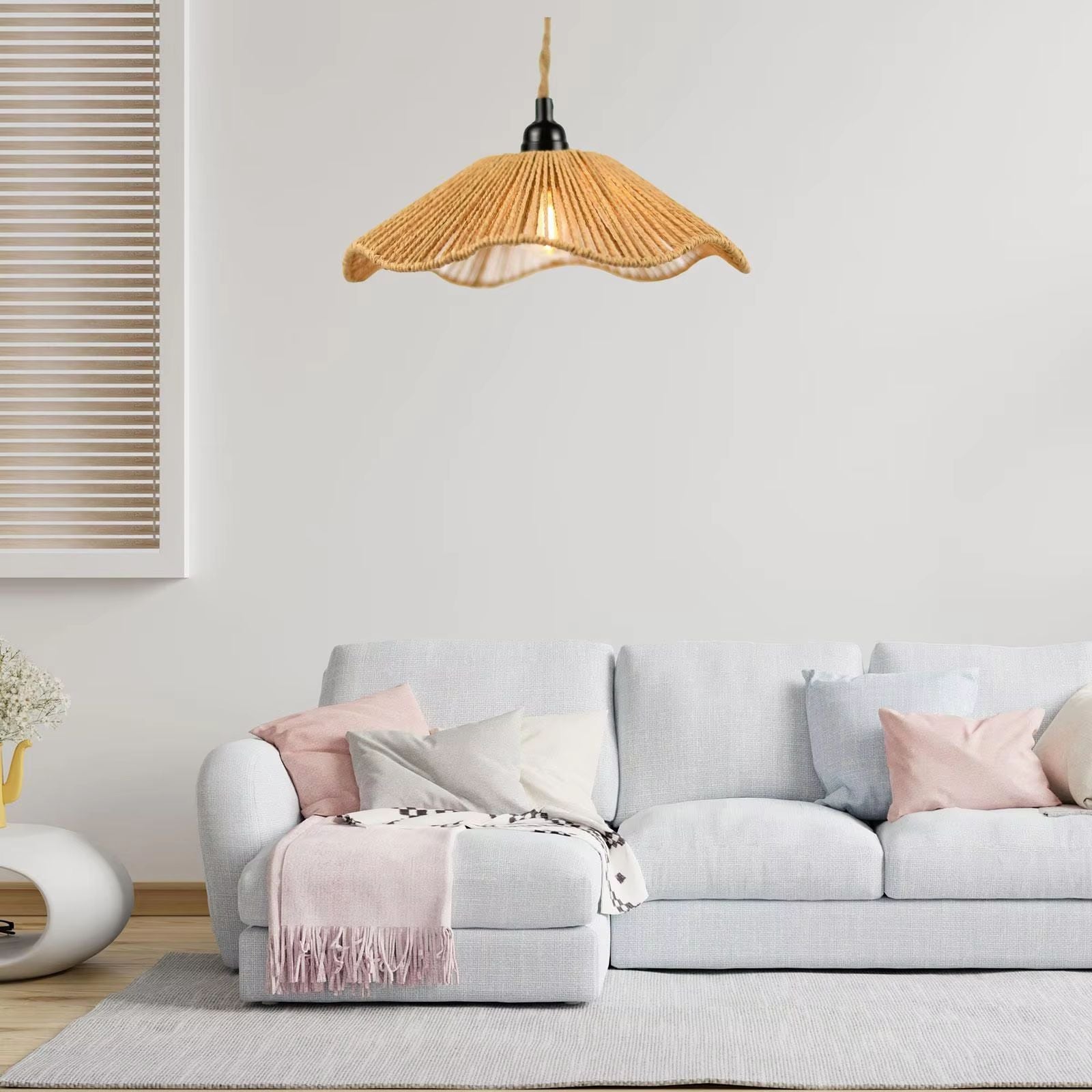 RopeWoven HandWoven Rope Lampshade  Decorative Chandelier  Ceiling Light Cover 2