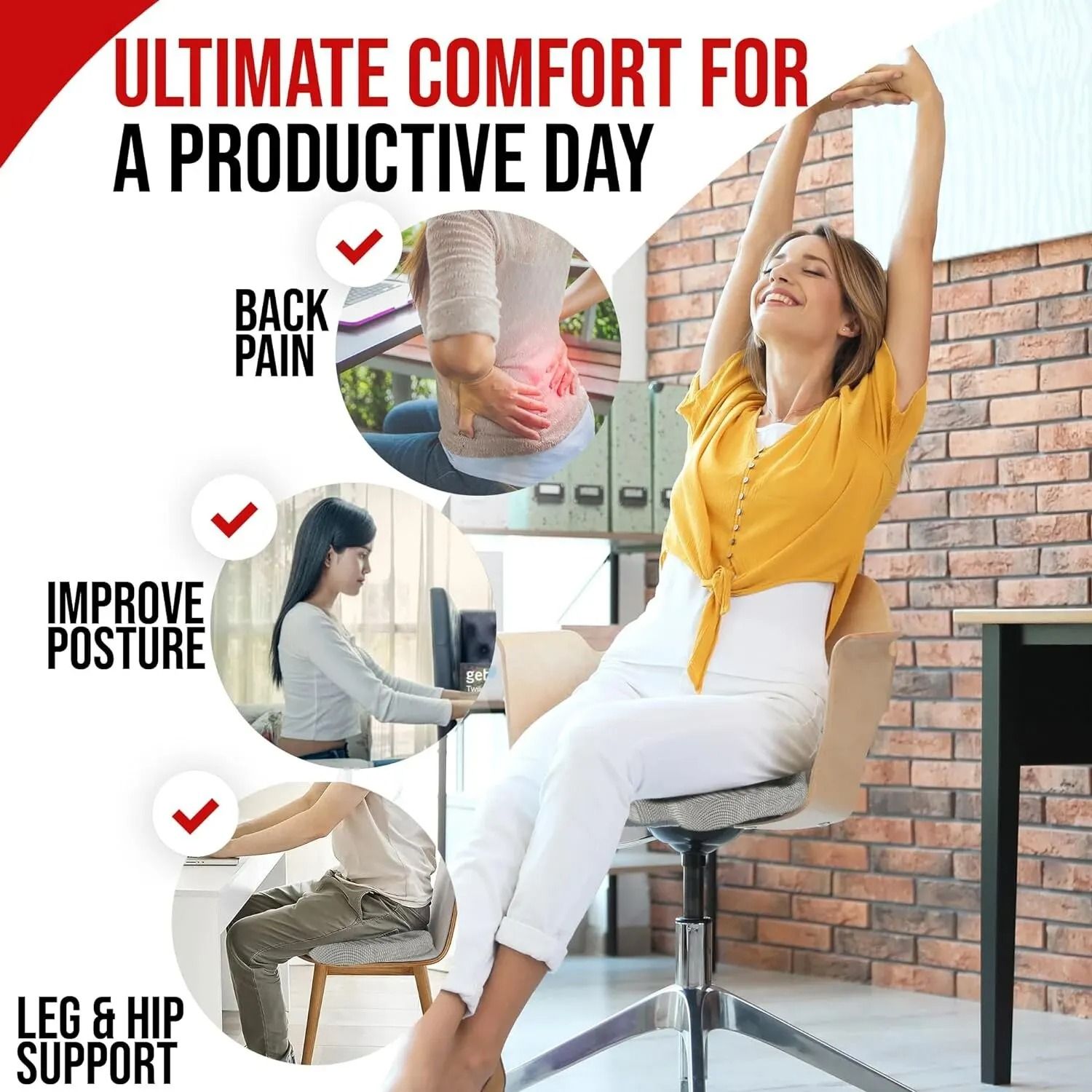 Ergonomic Memory Cotton Seat Cushion  Orthopedic Office And Car Chair Pad For Back Pain Relief 1