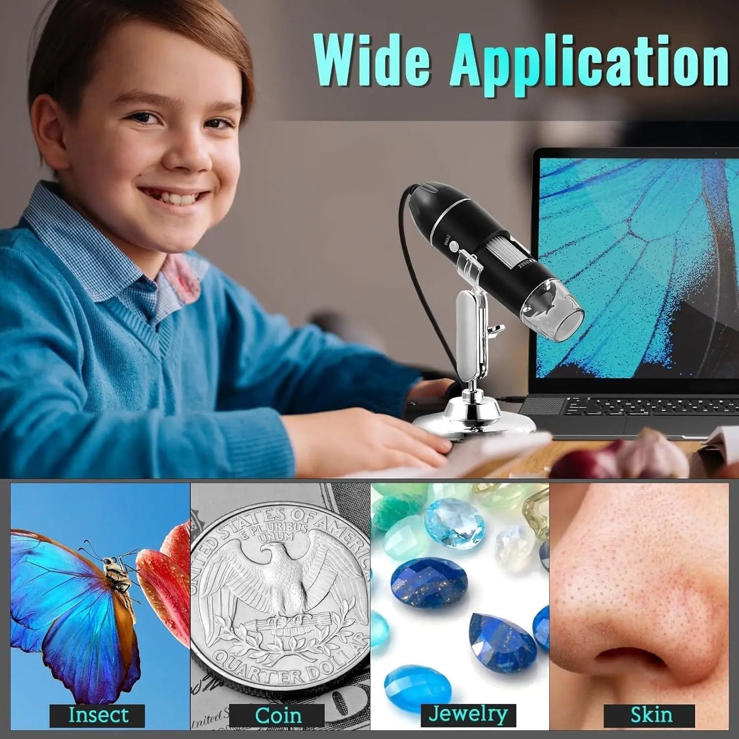 1600X USB Digital Microscope With 1080P HD Camera And Adjustable 8 LED Lights  Compatible With Andr 5
