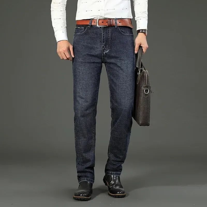 Mens Classic Straight Stretch Jeans  Casual Business Denim Pants For Work And Everyday Wear 3